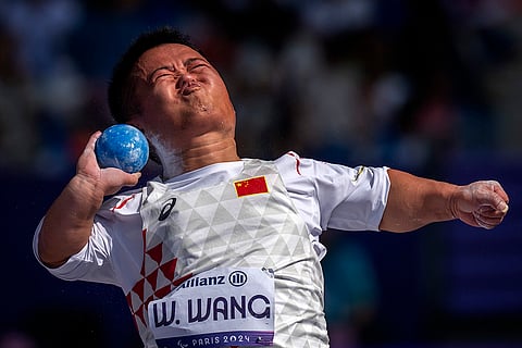 2024 Paris Paralympics: Wei Wang, of China, competes at Men's Shot Put - 40 final